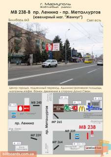 Билборд B в Мариуполе пр. Ленина, 66/39  - пр. Металлургов(маг. "Жемчуг") фото 1