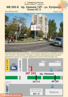 Билборд B в Мариуполе пр. Ленина,129 - ул. Куприна, Рынок АС-2 фото 1