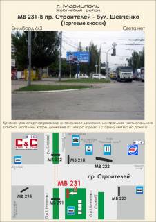 Білборд, Бігборд (Борд)   у Маріуполі пр.Будівельників - бул. Шевченко (Торговельні кіоски) Фото 1