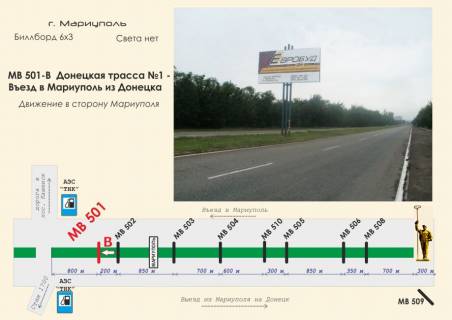 Билборд B в Мариуполе, 3х6  Донецкая трасса №1 - Въезд в Мариуполь из Донецка фото 1