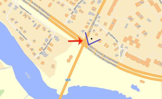 Билборд B в Белой Церкви  Владимира Великого/Павлюченко (В) схема