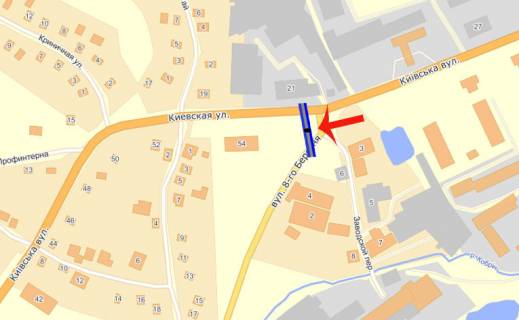Билборд B в Обухове  ул.Киевская 56/ул.8 Марта (В) схема