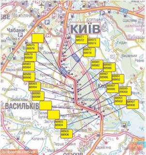 Билборд A в Киеве, 3х6  трасса Киев-Обухов-Знаменка_км 32+600_правый схема