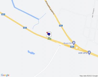 Билборд B на трассах Киевской области Харківська траса, траса М-03 "Київ-Харків", км 44+050 ліво, за 600м до розв'язки з автошляхом Р03 та АЗС Brent Oil, за 900м до АЗС UPG, за 1.1км до автобусної зупинки та АЗС ОККО схема