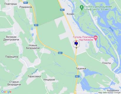 Билборд A в Козине Конча-Заспа, траса Р-01, км 34+750 право, поворот на с. Плюти схема