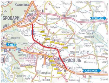 Billboard A in Kyiv, 3х6  trassa Severo-Vostocnyj obhod km 12+150 pravyj scheme