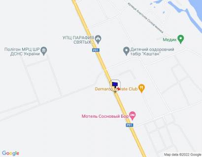 Билборд B в Козине Конча-Заспа, траса Р-01, км 32+800 право, через 300м після автобусної зупинки та котеджного містечка "Сосновий Бір", за 250м до повороту на с. П'ятихатки схема