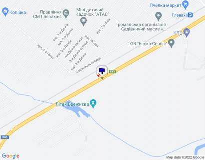 Билборд A в Глевахе смт. Калинівка, траса М-05 Київ-Одеса, км 29+650 ліво, за 650м до повороту на вул. Вокзальна та АЗС КЛО, через 850м після АЗС АМІК схема