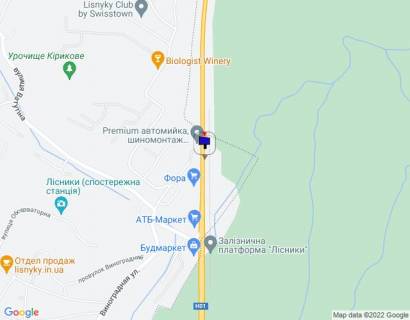 Білборд B у с. Лісники Дніпровське шосе, траса Н-01 "Київ-Знам'янка", км 20+450 ліво, за 100м до магазину Фора, за 300м до магазину АТБ, за 350м до повороту на с. Лісники схема