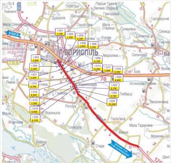 Билборд B в Киеве трасса Борисполь-Днепропетровск_км 7+950_левый схема