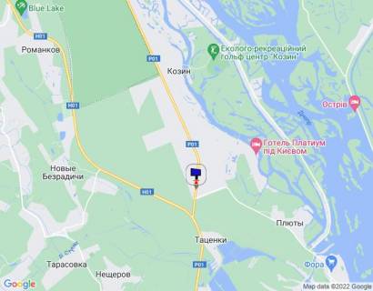 Білборд, Бігборд (Борд)  A у , Козин (Козин) Конча-Заспа, траса Р-01, км 35+200 ліво, через 300м після повороту до котеджного містечка "Плютово", м. Українка та автобусної зупинки схема