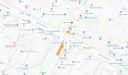 Билборд B в Харькове Ак. Павлова вул. - Нескорених вул. (колиш. Героїв Праці вул.). (роздільник із центру) (Б) №1 схема