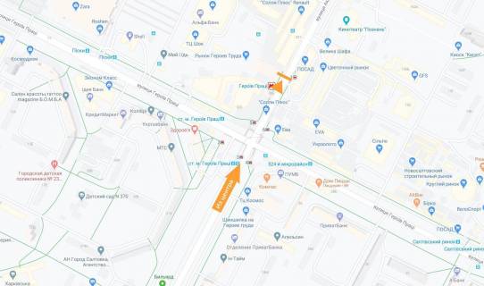Билборд B в Харькове Ак. Павлова вул. - Нескорених вул. (колиш. Героїв Праці вул.). (роздільник із центру) (Б) №2 схема