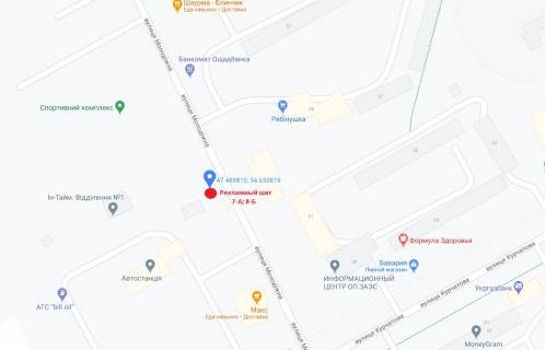 Білборд, Бігборд (Борд)  B у Енергодарі, 3x6  вул. Молодіжна (район Автовозкала) схема