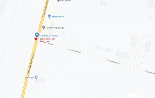 Билборд A в Энергодаре, 3x6  Энергодарское шоссе (пер-к с ул.Козацкой) бабочка . схема