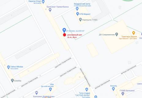Билборд B в Энергодаре, 3x6  пр. Строителей (в рай. маг. "АТБ") схема