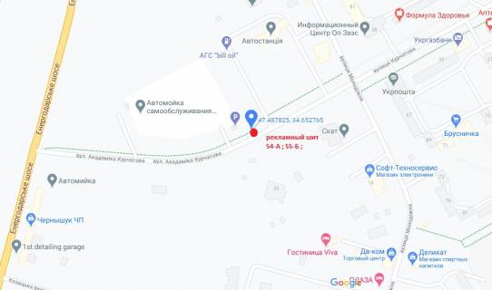 Билборд B в Энергодаре, 3x6   ул.Курчатова вьезд в горд(рай-н автовокзала) схема
