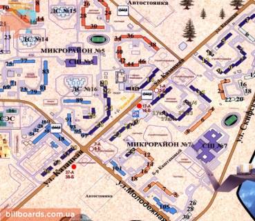 Билборд B в Энергодаре ул.Курчатова 16 (в районе Сквера) схема