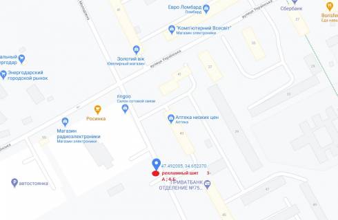 Билборд B в Энергодаре, 3x6  ул. Молодежная (напротив д.№45, рай. Пожарной части)              схема