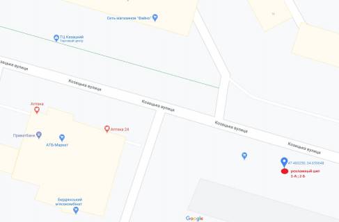 Білборд, Бігборд (Борд)  A у Енергодарі, 3x6  вул. Козацька (в рай. Д.№17) схема