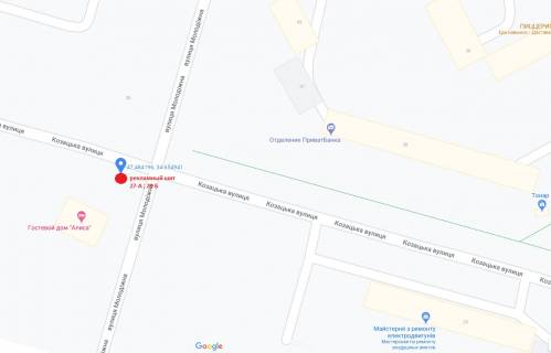 Билборд B в Энергодаре, 3x6  пер-к ул.Молодежная-Казацкая (в рай. Коттеджей) схема