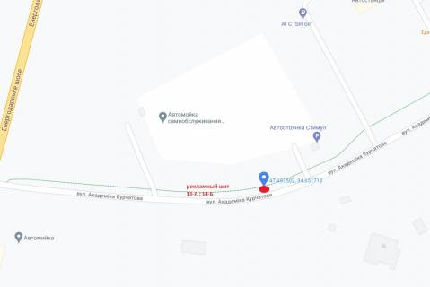 Билборд B в Энергодаре, 3x6  ул.Курчатова (в рай. автостоянки, въезд на улицу)                         схема