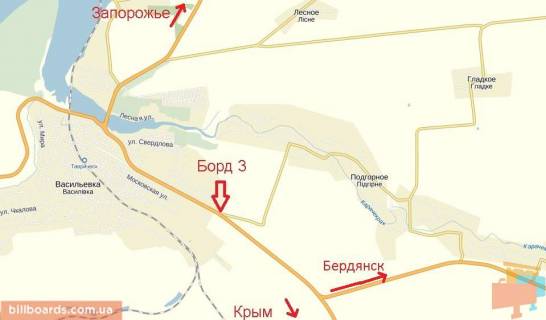 Билборд B в Васильевке, 3х6  344 км трасса Москва / Симферополь, поток транспорта по направлению в Крым, 1 км от Васильевки схема