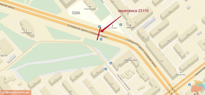 Нестандарт  в Запорожье ул.Пушкина (остановка) схема