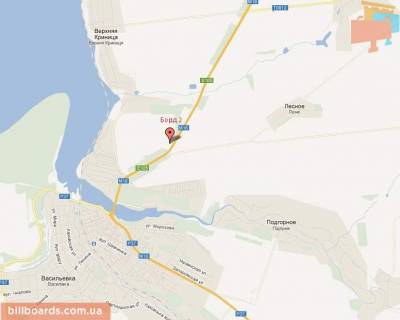 Билборд B в Васильевке, 3х6  337 км  трасса Москва / Симферополь, поток транспорта по направлению к Запорожью, после Васильевки до поворота на Орехов схема