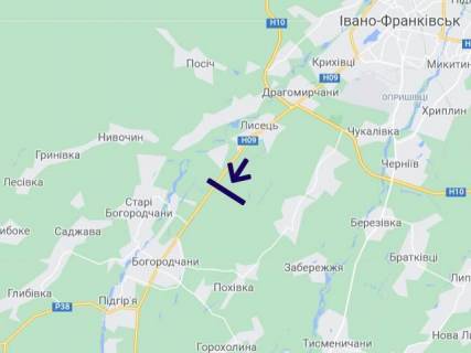 Билборд B в Трасах Івано-Франківська, 3х6  Мочари 1 (напрямок на Богородчани) схема