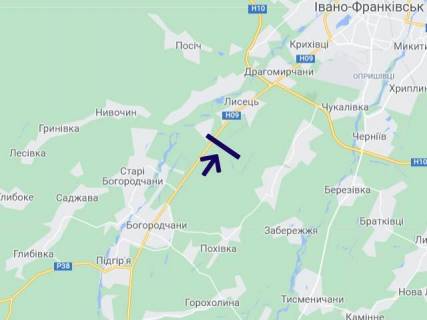 Білборд, Бігборд (Борд)  A у Ивано-Франковск трасы, 3х6  Мочари 1 (напрямок на Івано-Франківськ) схема