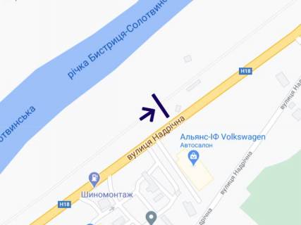 Билборд B в Ивано-Франковске, 3х6  Надрічна (автосалон Фольцваген) схема