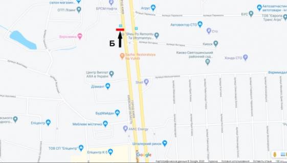 Билборд B в Киеве, 3х6  В.Кільцева дорога, 20 /вул. Янтарна, зупинка, ресторан "Сім-Сім", ТЦ "Діамант" в напр. просп. Берестейський (Перемоги) схема