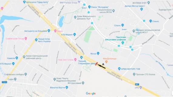 Билборд A в Киеве, 3х6  вул. В.Кільцева - автоцентр "VOLVO"/ NOVUS / МакДоналдс - в напр. просп. Берестейський (Перемоги) схема