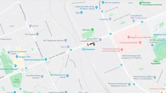 Билборд B в Киеве, 3х6  просп. Гузара Любомира (Комарова), 19, в напр. Кільцевої дороги (напроти ЖК "Сучасний Квартал") схема