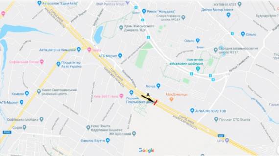 Билборд A в Киеве, 3х6  вул. В.Кільцева - автоцентр "VOLVO"/ NOVUS / МакДоналдс - в напр. Одеської пл. схема