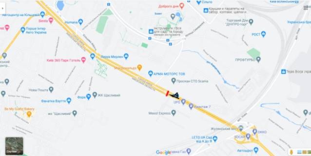 Призма A в Киеве, 3х6  вул.В.Кільцева поворот на Жуляни/ав-н Scania-Volvo на розподілювачі в напр. просп. Берестейський (Перемоги) - 294609 схема