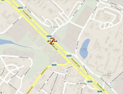 Билборд A в Киеве ул. Б.Окружная /(ав-н Lexus) - поворот на Вишневое - напр. на просп. Берестейський (Перемоги) (левый) схема