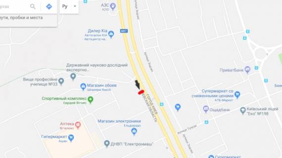 Билборд A в Киеве, 3х6  вул. В.Кільцева, поворот на маг. "АШАН" / "Електронмаш" / ТЦ "ПРОМЕНАДА" в напр. Одеської пл.  схема