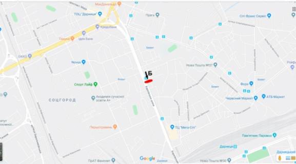 Билборд B в Киеве ул. Оноре де Бальзака, 88/ ул. Милославская - ТЦ "Квадрат" схема