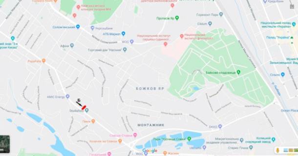 Скроллер B в Киеве просп. Валерія Лобановського (Червонозоряний), 94,  в напр. просп. Голосіївский - 203626 схема