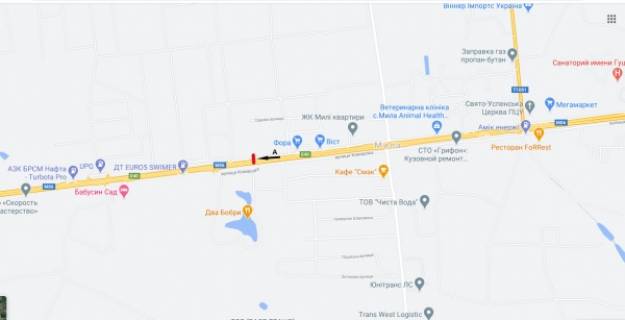 Билборд A в Стоянке, 3х6  Житомирська траса- с.Мила, ресторан "Два Бобри" - 27 км, виїзд з Києва (лівий) схема