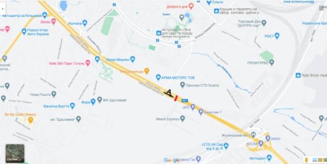 Призма A в Киеве, 3х6  вул. Велика Кільцева поворот на Жуляни/ав-н Scania-Volvo на розподілювачі в напр. Одеської пл. - 294612 схема