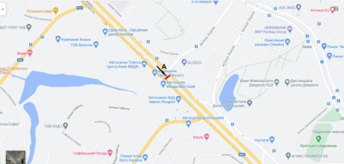 Призма A в Киеве, 3х6  ул. Б.Окружная /(ав-н Lexus) - поворот на Вишневое - напр. на Одеську пл. - 114470 схема