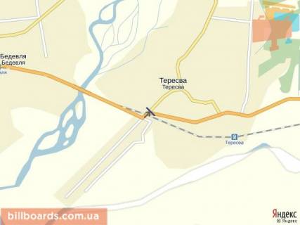Billboard B in Tyachiv smt. Teresva, rozvazka v storonu m. Rahiv ta s. Krive scheme