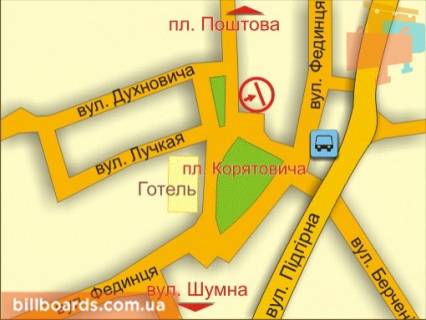 Билборд B в Ужгороде м. Ужгород, пл. Корятовича (біля ринку) схема