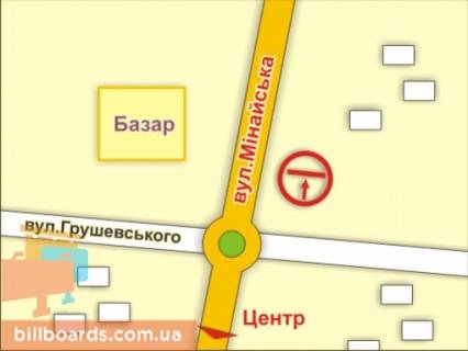 Билборд A в Ужгороде м. Ужгород, вул. Грушевського – Минайська  схема