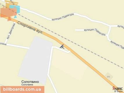 Билборд B в Тячеве смт.Солотвино,вул.Головна, в сторону м.Тячів, м.Ужгород, РИНОК схема