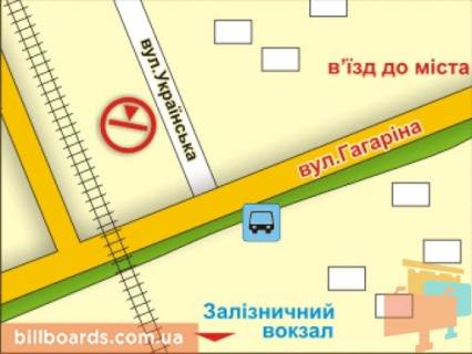 Білборд, Бігборд (Борд)  A у Ужгороді м. Ужгород, вул. Карпатської України (Гагаріна) – Українська схема
