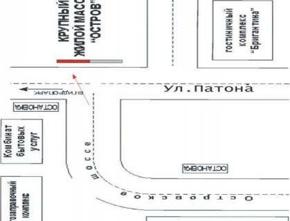 Билборд A в Херсоне, 3x6  Островское шоссе ул.Патона левый схема